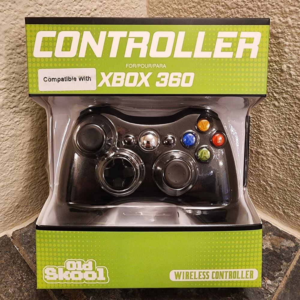 Xbox 360 Controller, Wireless Gamepad, Black (NEW) - Old Skool